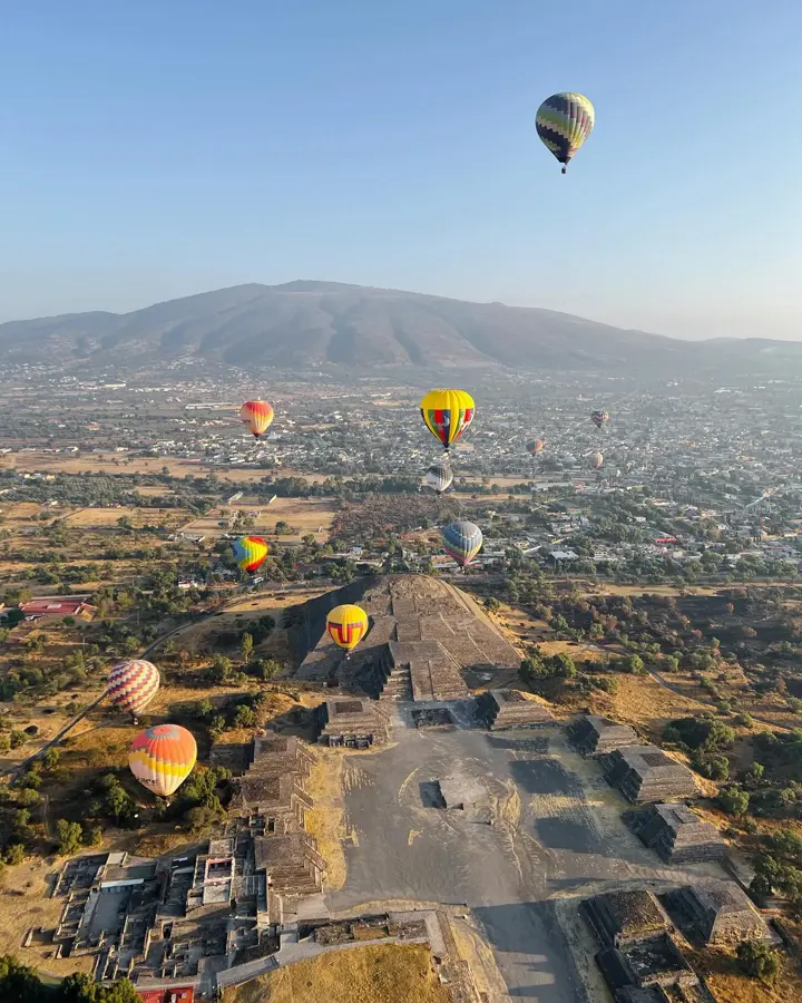 The Avenue of the Dead seen from a hot air balloon