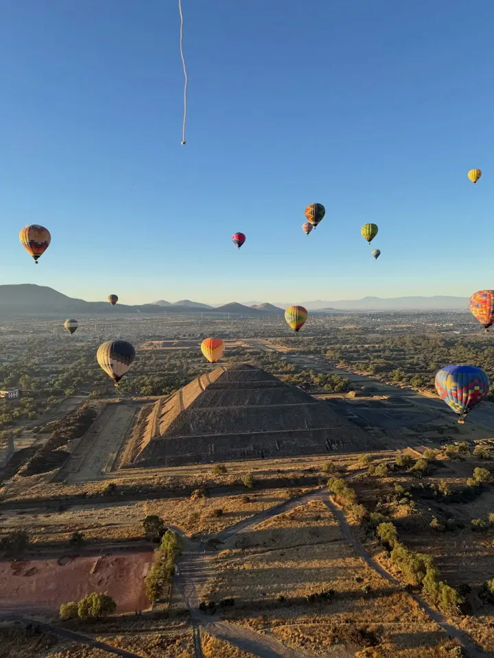 Traditional Hot Air Balloon Flight over Teotihuacan